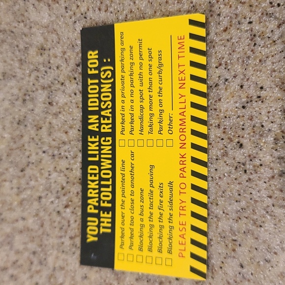 Parking Warning! Idiot Parking Calling Card to Leave - Two sided - Set of 10 NWT - Picture 4 of 4